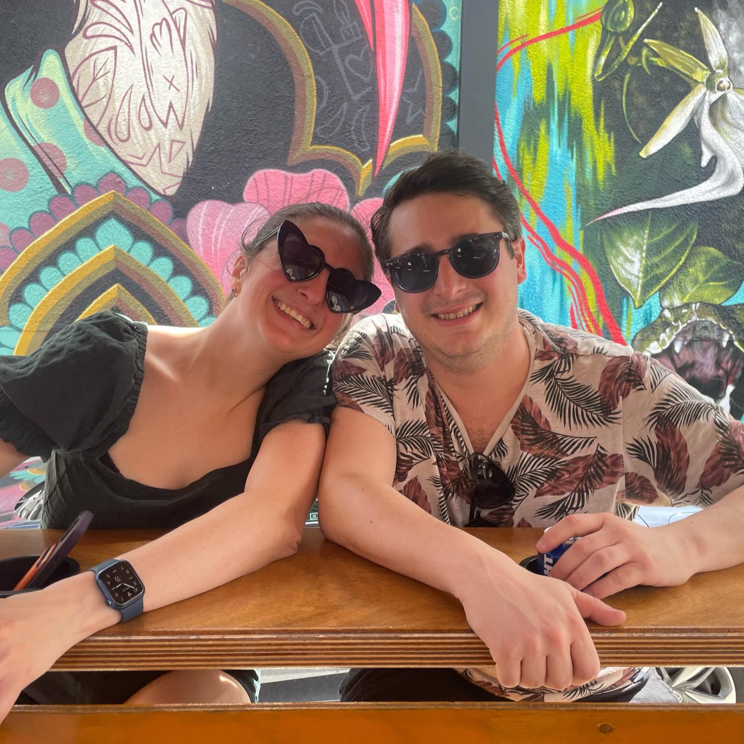 Celebrating Melanie, Sam's prom date, at her bachelorette party in Miami.