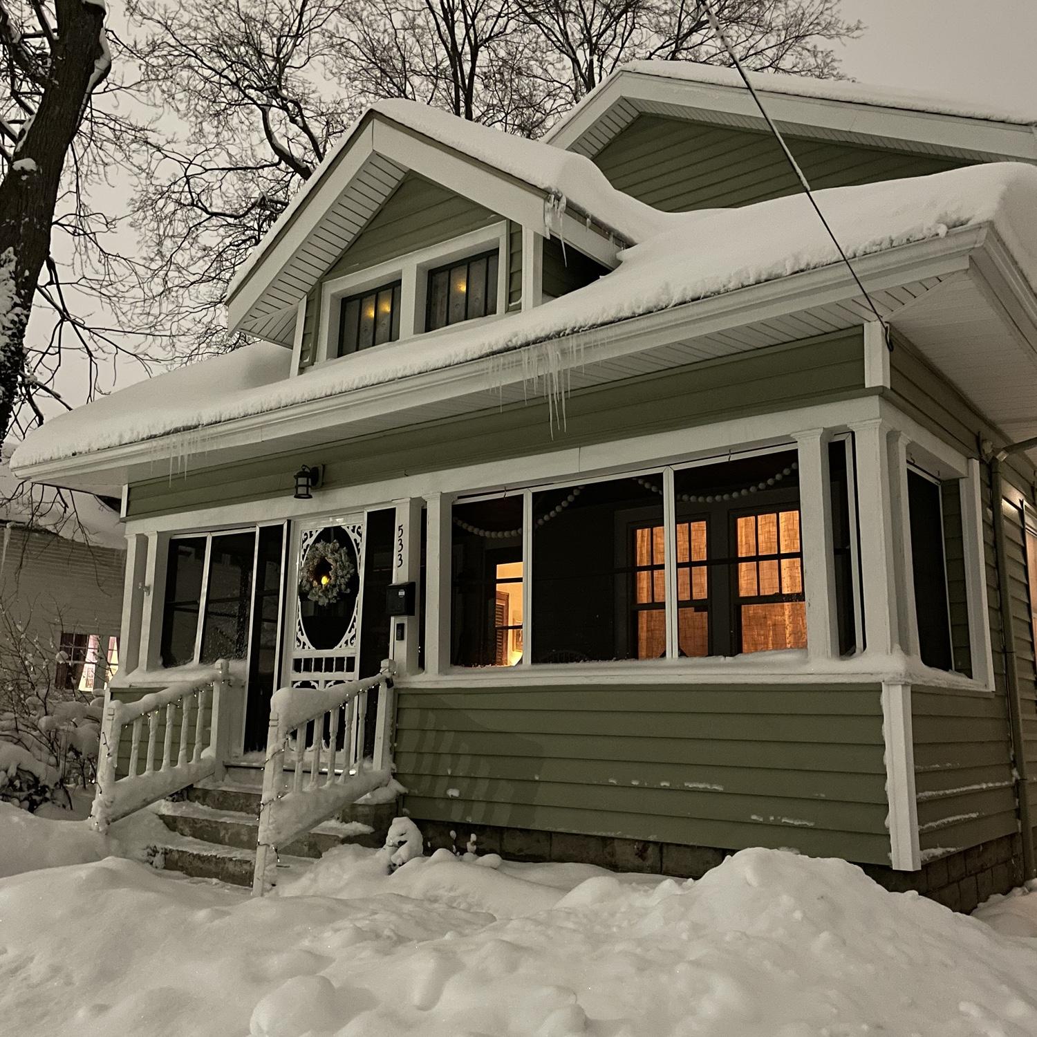 Our house during a January storm.