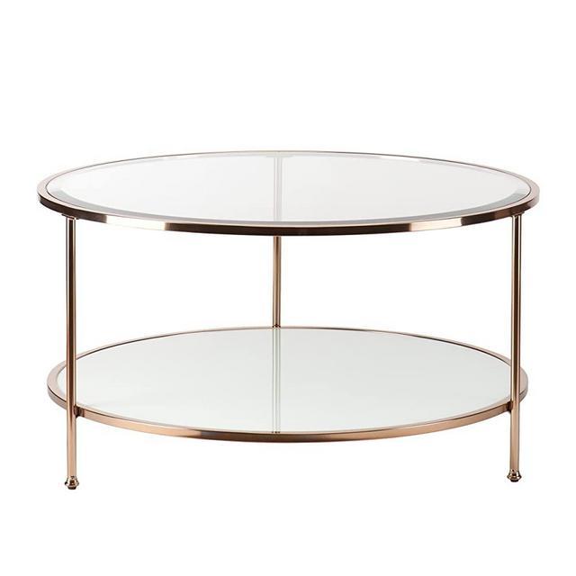 Southern Enterprises Risa Cocktail Table, Metallic Gold/White