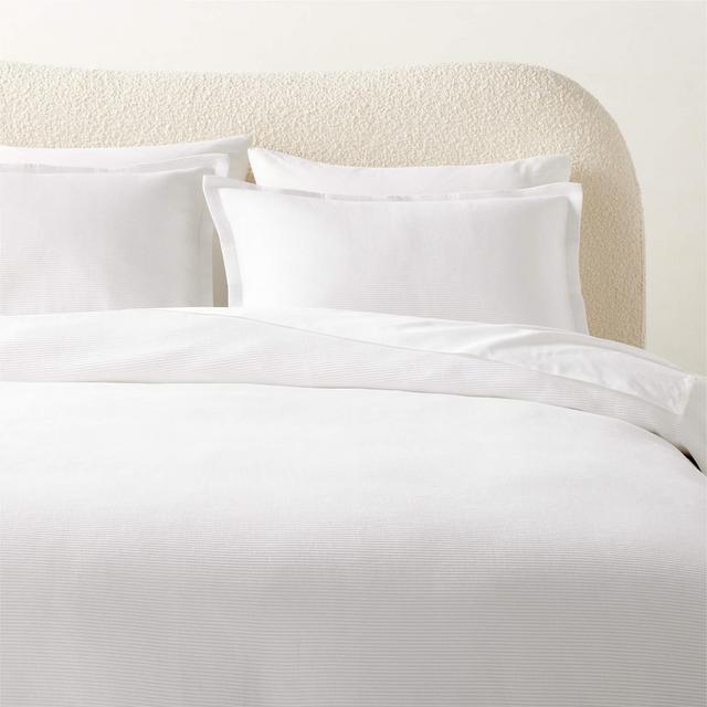 Valencea Organic Cotton Ribbed White Full/Queen Duvet Cover