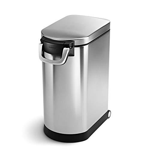 simplehuman 30 Liter, 32 lb / 14.5 kg Large Can, Brushed Stainless Steel pet food storage container, 30-Liter