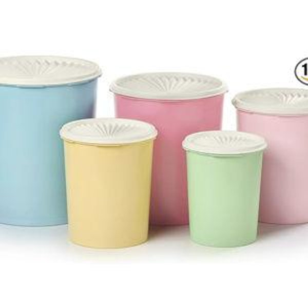 Tupperware Heritage Collection 10 Piece Nested Canister Set in Vintage Colors, Dishwasher Safe and BPA Free (5 Containers, 5 Lids)