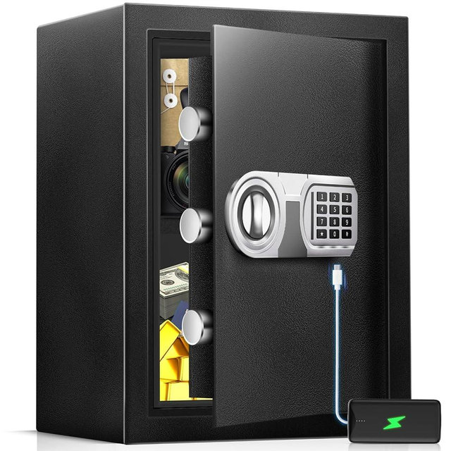 3.3 Cu Ft Safe for Home Documents, Digital Security Safe Box with LED Sensor Light & Emergency USB-C Cable, Removable Shelf for Money Jewelry Valuables