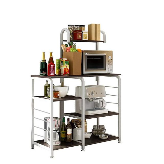 YOYO.RI Kitchen Baker's Rack Utility Microwave Oven Stand Storage Cart Workstation Shelf Storage Shelf 35.5" Stand 4-Tier+3-Tier Shelf for Spice Rack Organizer [US Fast Shippment]