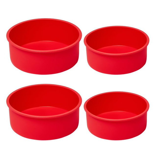 saphe 4 packs Silicone Cake Pans for Baking,Round Cake Molds for Cupcake,Cheese Cakes and Chocolate Cakes, Non-stick silicone bakeware sets BPA free(2 pcs 6 inch + 2 pcs 8 inch)