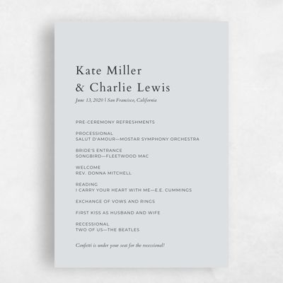 Dusty Blue Wedding Program - Morrison
