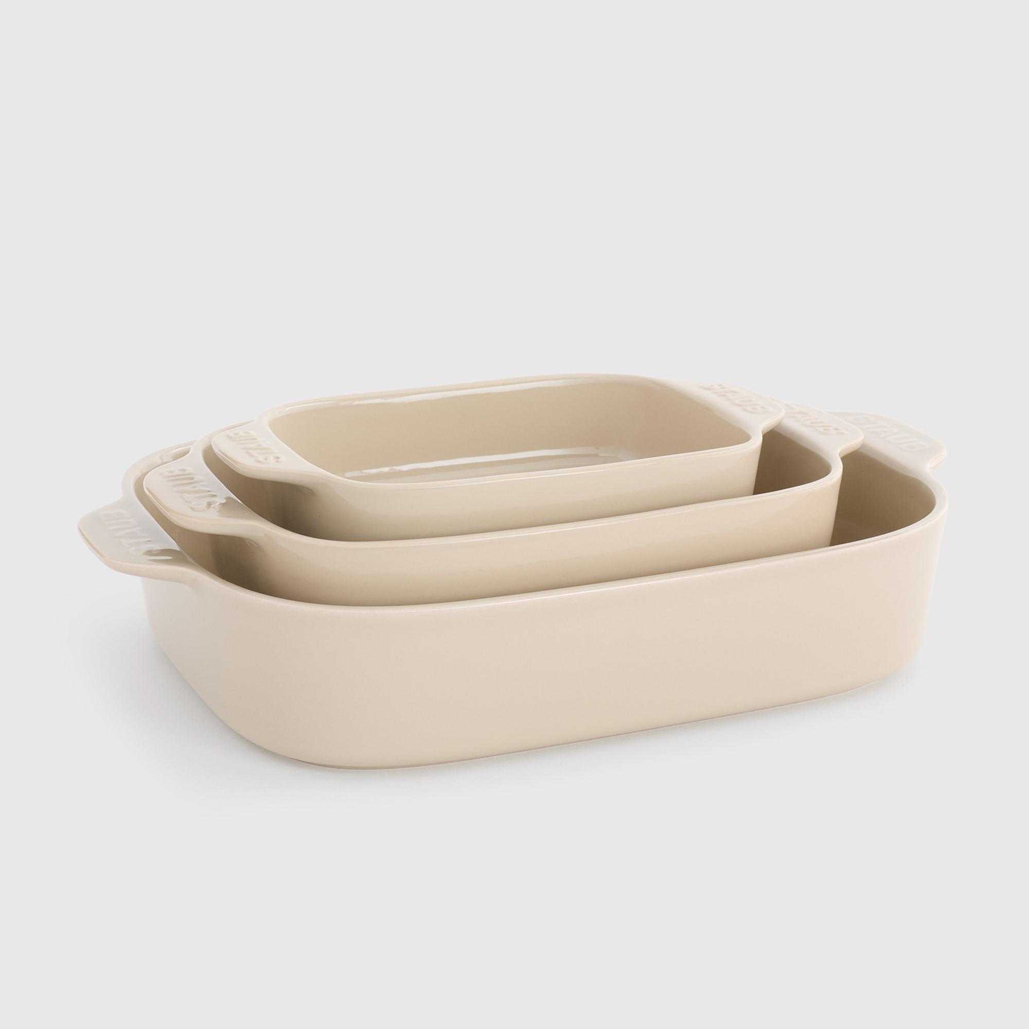 Stoneware Rectangular Baking Dishes, Set of 3 by STAUB - Dune, Set of 3