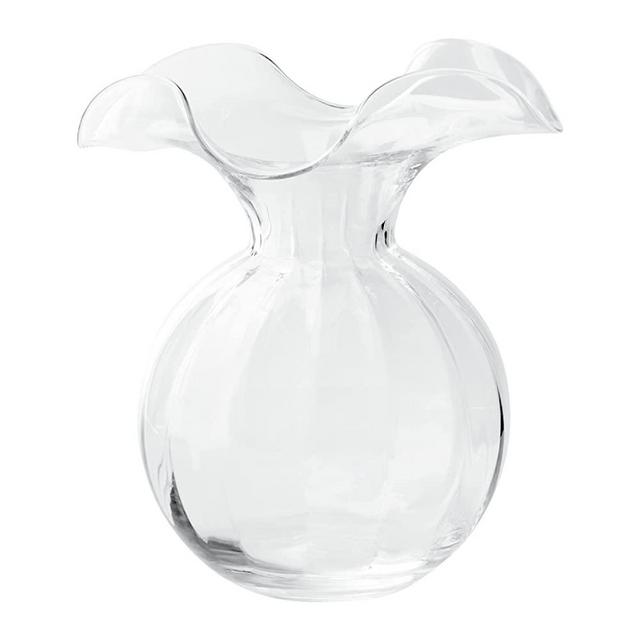 Vietri Hibiscus Collection Italian Mouthblown Glass Vases (Medium, Clear)