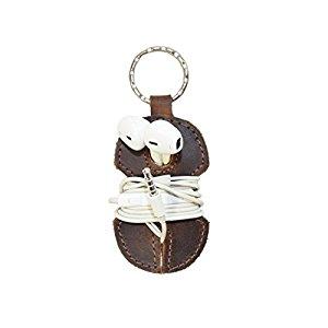Rustic Leather Key Chain & Headphone Wrap