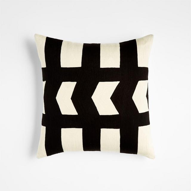 Shinola Makers 18" Black and White Pillow Cover with Feather-Down Insert