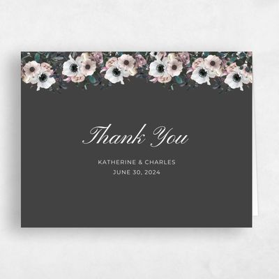Charcoal, Grey Wedding Thank You - Napa