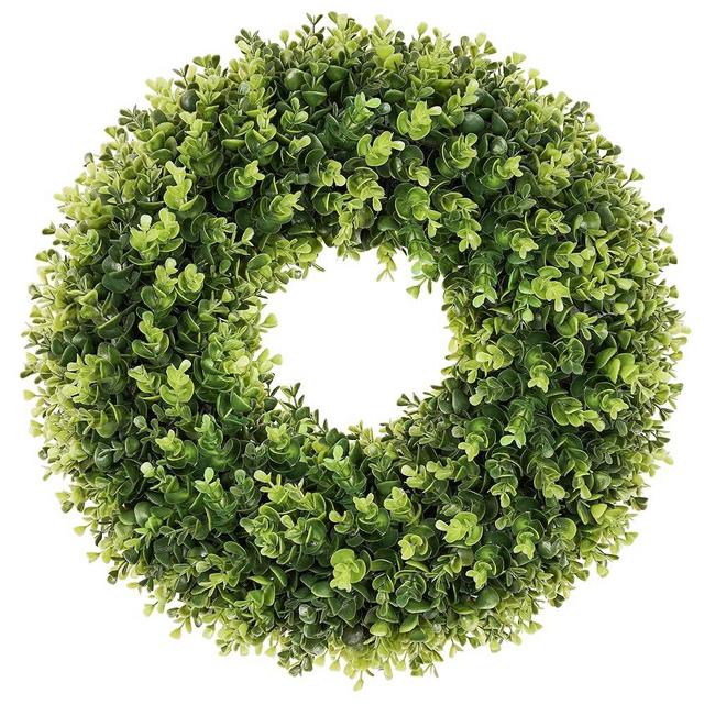 petalyn 20 Inch Boxwood Front Door Wreaths, Spring and Summer Outdoor Wreath for Front Door, All Seasons Artificial Green Wreath for Farmhouse Wedding Porch Wall St Patricks Day Indoor Decorations