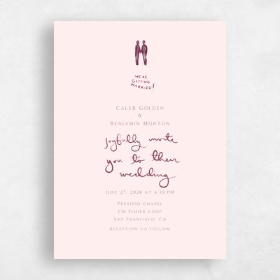 Lightest Blush, Pink Wedding Invitation - Dunluce Suits
