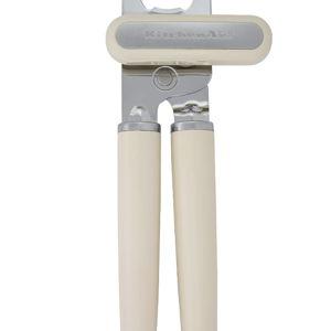 KitchenAid Classic Multifunction Can Opener and Bottle Opener Easy to Use, Razor Sharp Stainless Steel Cutting Wheel, Soft Ergonomic Handles, Almond Cream