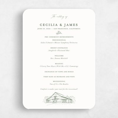 Green Rounded Wedding Program - Millbrook
