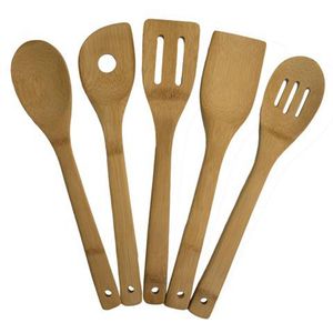 Standard Plumbing Supply - Totally Bamboo 5-Piece Utensil Set ♻, Includes: 5 Unique Pieces 100% Organic Bamboo… Kitchen & Serving Tools + The Healthy Alternative: ❶Turner, ❷Slotted Spatula, ❸Spoon, ❹Single Hole ❺Mixing Spoon