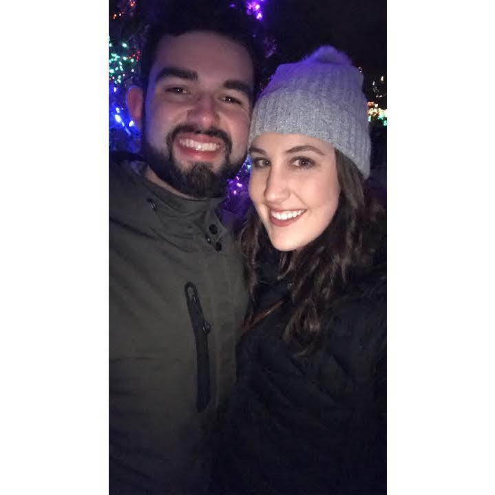 Our first date and our first photo taken together at the Christmas Lights at the Indianapolis Zoo in December 2019!