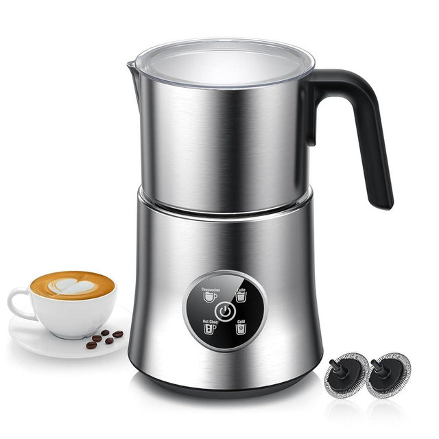 Milk Frother and Steamer, Large Capacity Detachable Electric Milk Frother, Automatic Warm and Cold Foam Maker, Stainless Steel Jug, BPA Free