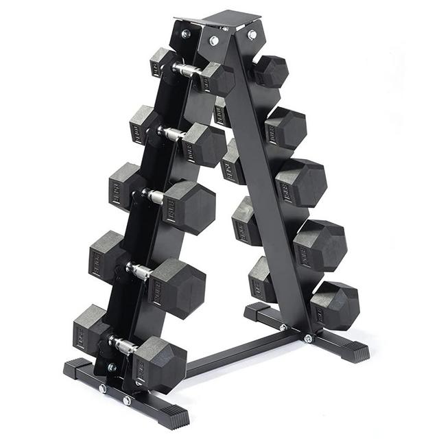 Iron Crush 150 Pound PVC Dumbbell Set with A-Frame Rack - Heavy Duty Equipment for Lifting & Training at Home or Gym.