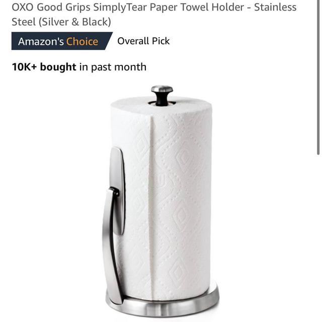 OXO Good Grips SimplyTear Paper Towel Holder - Stainless Steel (Silver & Black)