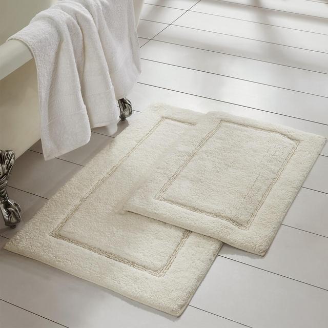 Modern Threads 2 Pack Slip Resistant Backing Bath Mat Set, Ivory