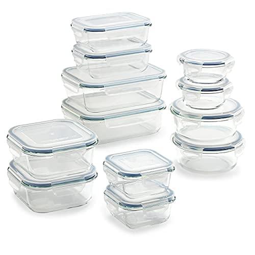 1790 Glass Food Storage Containers with Lids, Glass Meal Prep Containers, Airtight Glass Lunch Boxes, Leak Proof (24 Piece (12 PK))