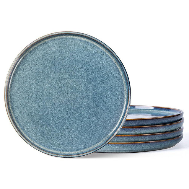 AmorArc Dinner Plates Set of 6, 10.5 Inch Reactive Glaze Ceramic Plates Set, Microwave, Dishwasher Safe, Scratch Resistant, Modern Large Dinnerware Dishes Set Kitchen Stoneware Plates