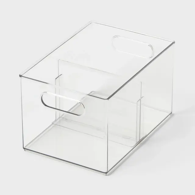 All Purpose Clear Storage Bin with Adjustable Divider Small - Brightroom™