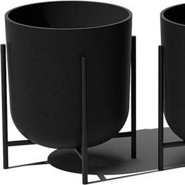 Veradek Mason Series Raised Lima Planter - Round Planter for Patio/Balcony | Plastic-Stone Composite w/Metal Plant Stand