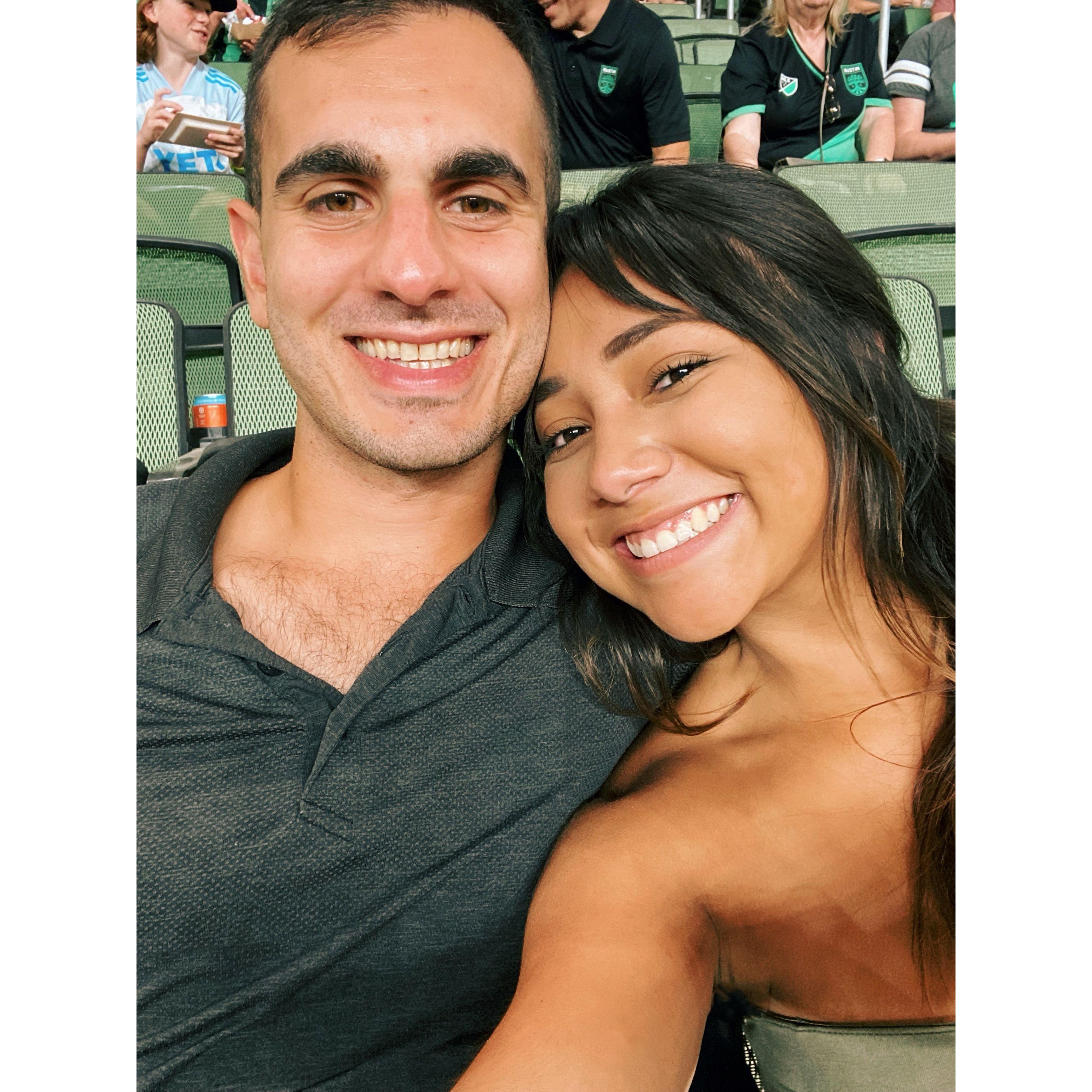 Sonya took Bryce to an Austin FC game!