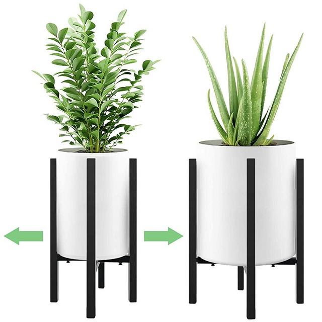 Modern Plant Holder, Adjustable Width 9 to 15 inches, BABIRO Mid Century Metal Plant Stand Indoor Outdoor, Tall Flower Planter Pot Stand for Corner Display(Pot Not Included)