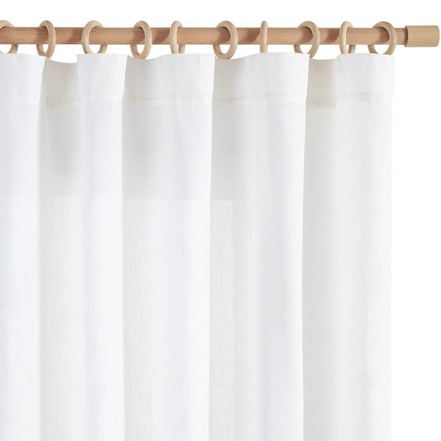 jinchan Soft Linen Curtains, Off White Curtains 96 Inches Long, Farmhouse Light Filtering Curtains for Living Room Bedroom, Sheer White Curtains Back Tab Top Set 2 Panels (W50 x L96, Off White)