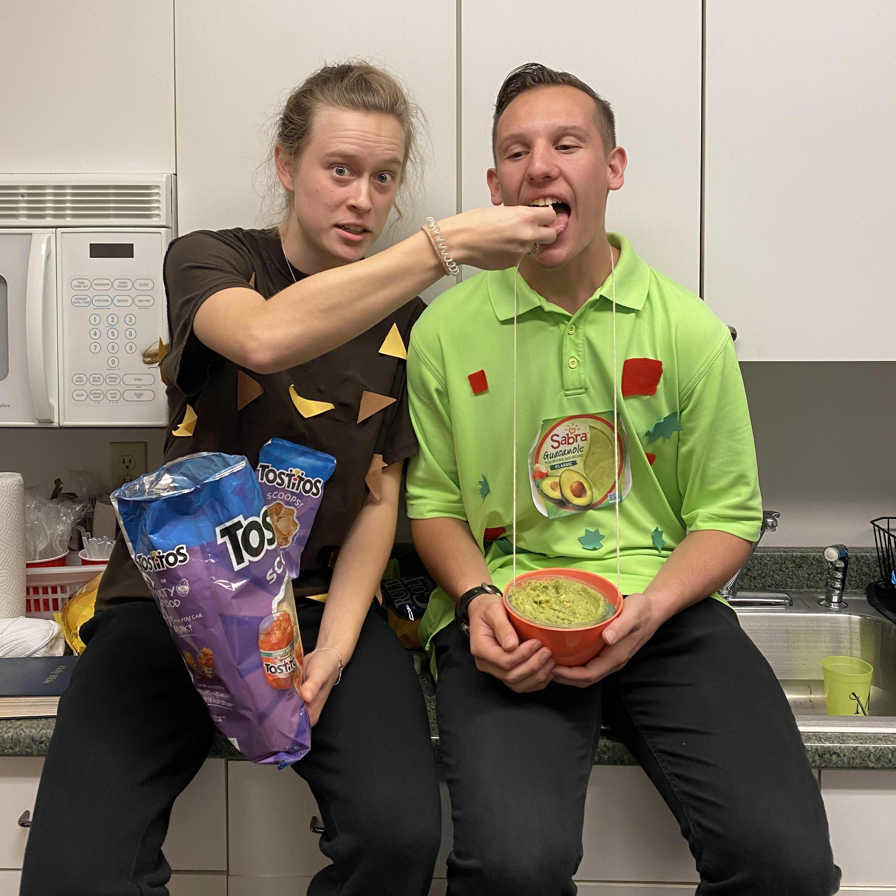 Halloween we went as our favorite snack Guac and chips.