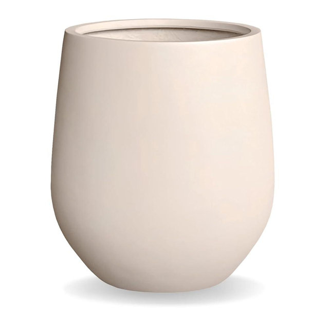 KUTE NEST 21" H x 19" D Corso Fiberstone Round Tapered Planter with Drainage Hole, Smooth Finishes, Weather Resistant for Indoor and Outdoor Use (Kilim Beige, 15" Pot Opening)