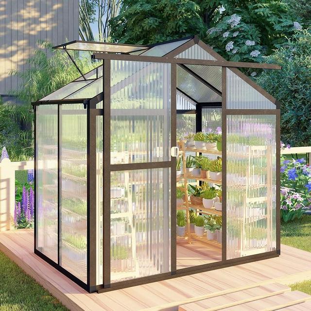CQZY 6x4 FT Greenhouse for Outdoors,Walk-in Greenhouse for Outside,Dark Gray