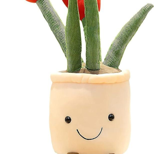 Red Tulip Plush Toy - 13.7" Cute Flower Pillow & Stuffed Animal, Funny Plant Plush for Nature Room Decor