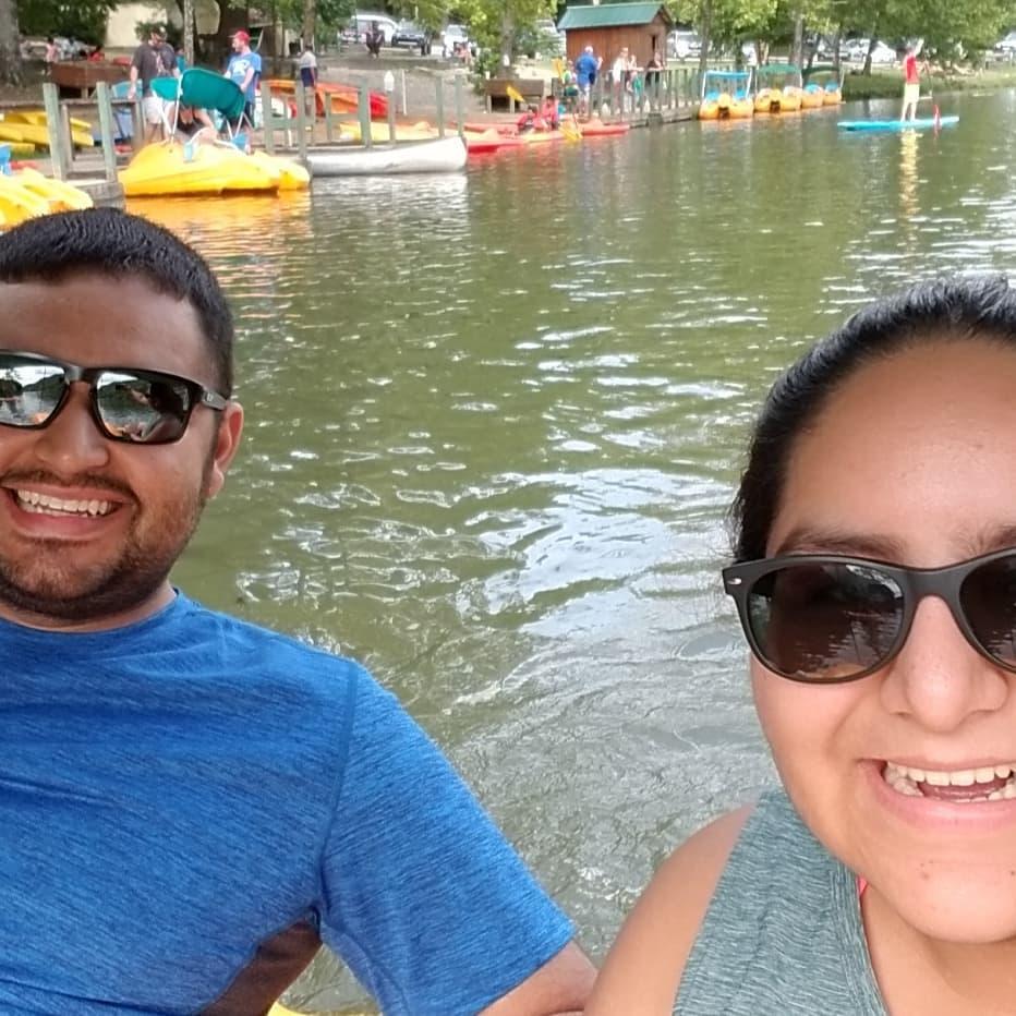 Our first paddle boat together. Reminder to not skip leg day.