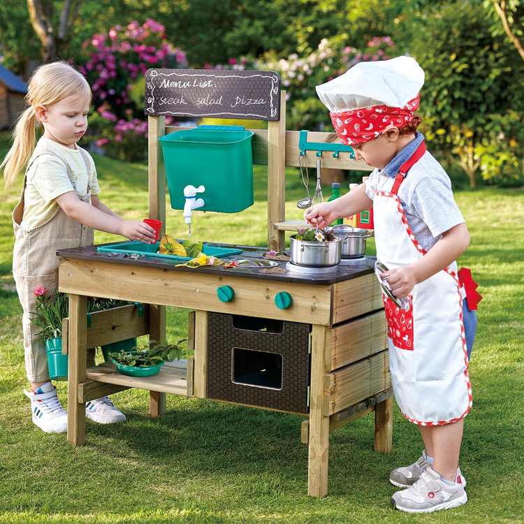 Hape, Wooden Outdoor Kitchen Playset with Accessories | Zola Baby