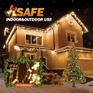 USOKYO Icicle Christmas Lights Outdoor, 480 LED 39FT Icicle String Lights with 96 Drops 8 Modes and Timer, Twinkle Icicle Fairy Lights for House Patio Bedroom Wedding (Warm White)