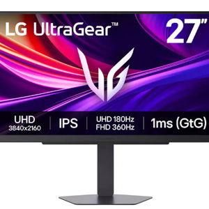 LG - UltraGear 27" IPS Dual Mode (4K UHD 180Hz, FHD 360Hz), 1ms, NVIDIA G-SYNC, AMD Freesync Gaming Monitor (HDMI, DP, USB-C) - Black