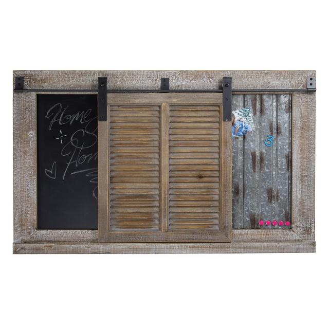 Wood And Metal Wall Decor with Sliding Door Brown - E2 Concepts