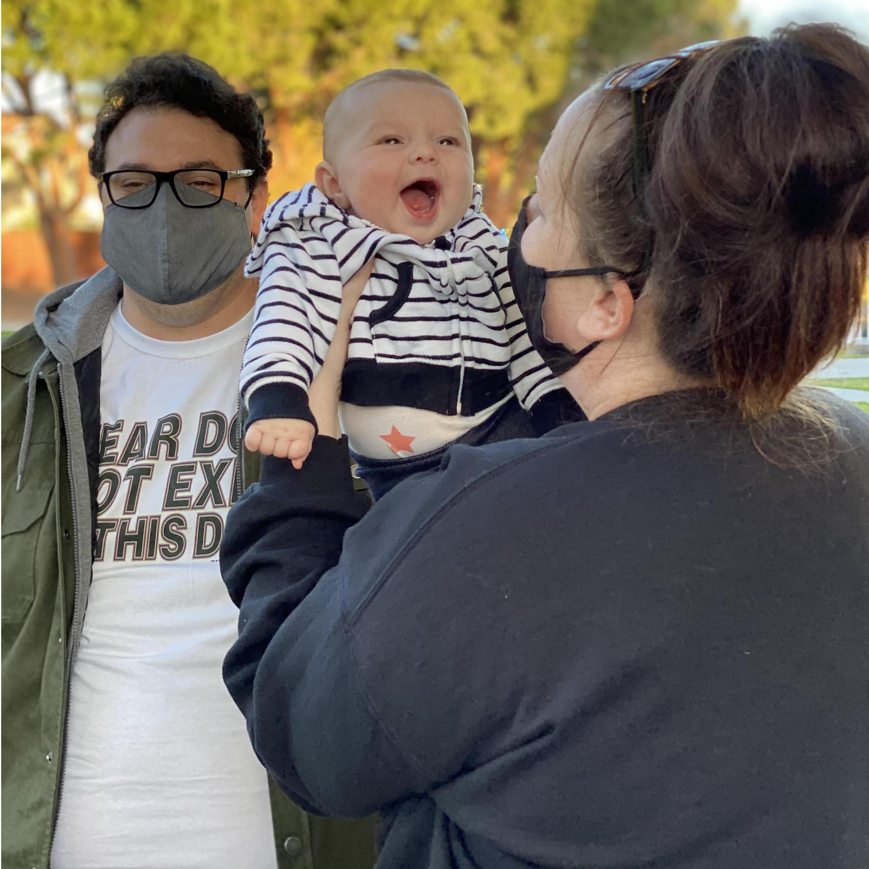 Andrew, Megan & Rosie at Centennial Park in Tustin