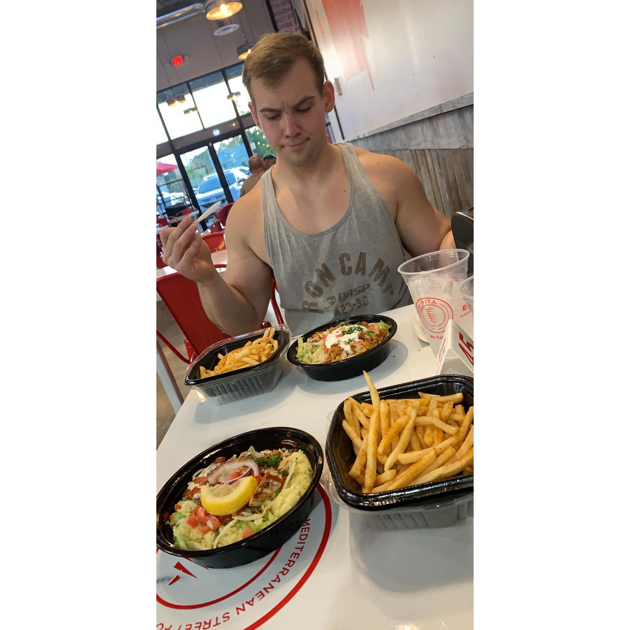 my Hulk Eats! a lot post workout.. truthfully I help a little. #togetherforever. #mccauleyeverafter