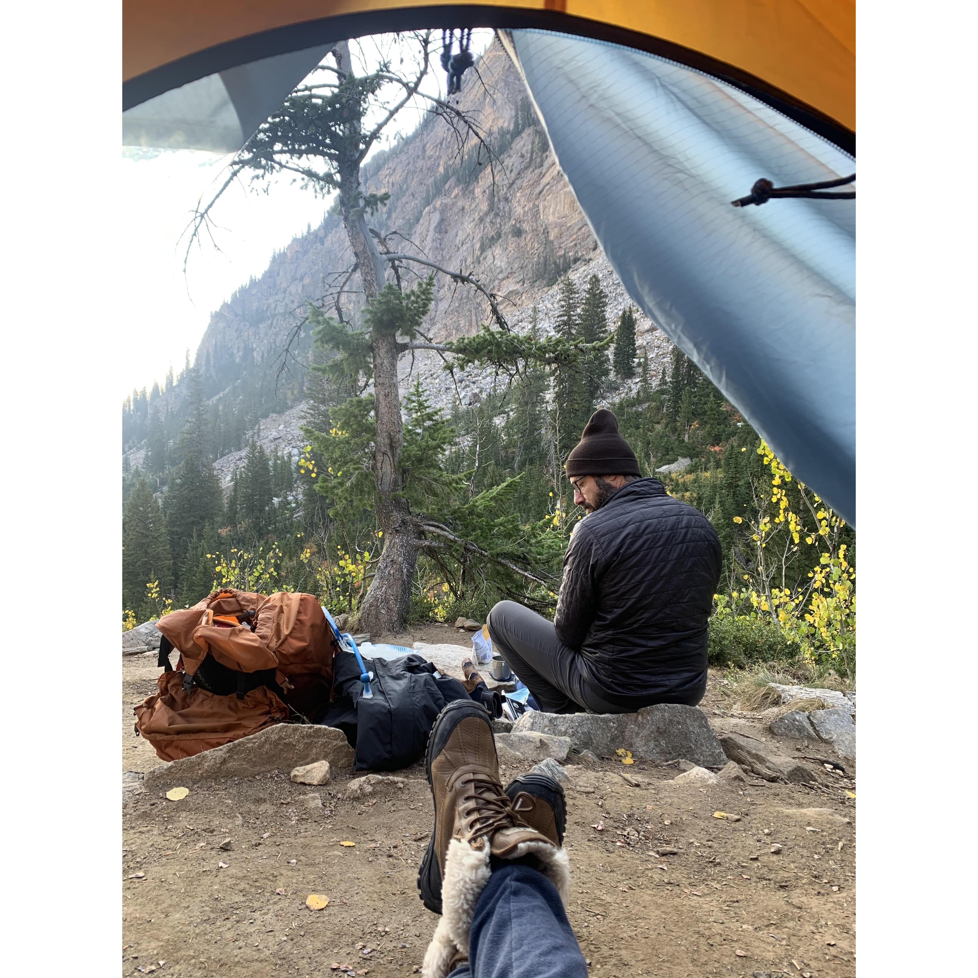 Backpacking in Paintbrush canyon, Jackson's Hole, Wyoming