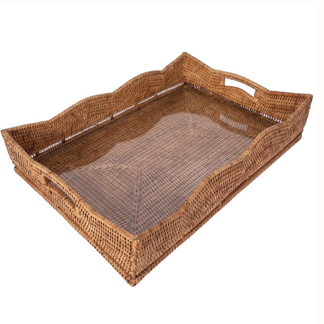 The Original Scalloped Rattan Tray