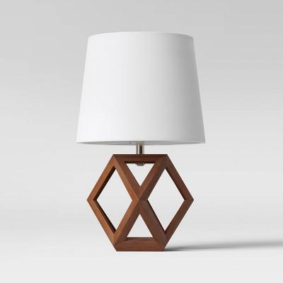 Single Geometric Wood Figural Accent Lamp Brown - Threshold™
