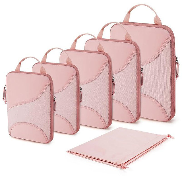 BAGSMART Compression Packing Cubes - 6 Set Travel Packing Cubes for Suitcases, Compression Suitcase Organizers with Shoe Bag