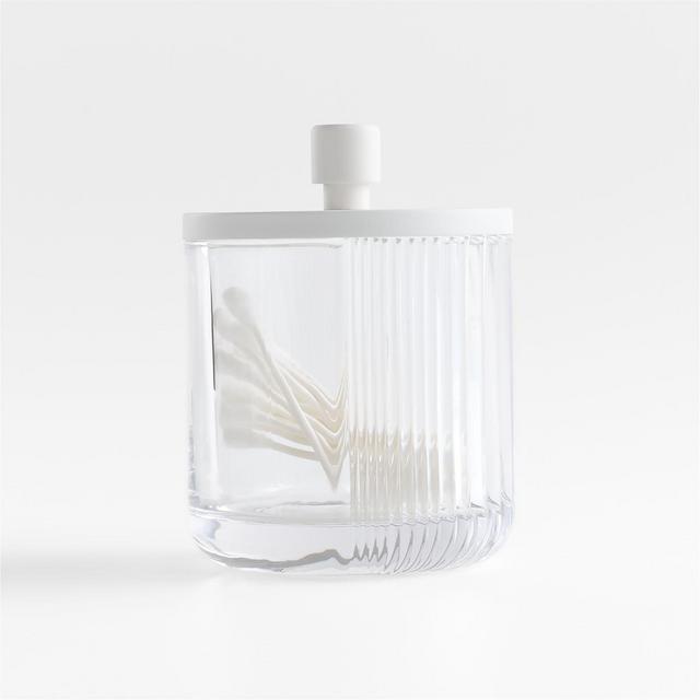 Ribbed White Glass Canister Small