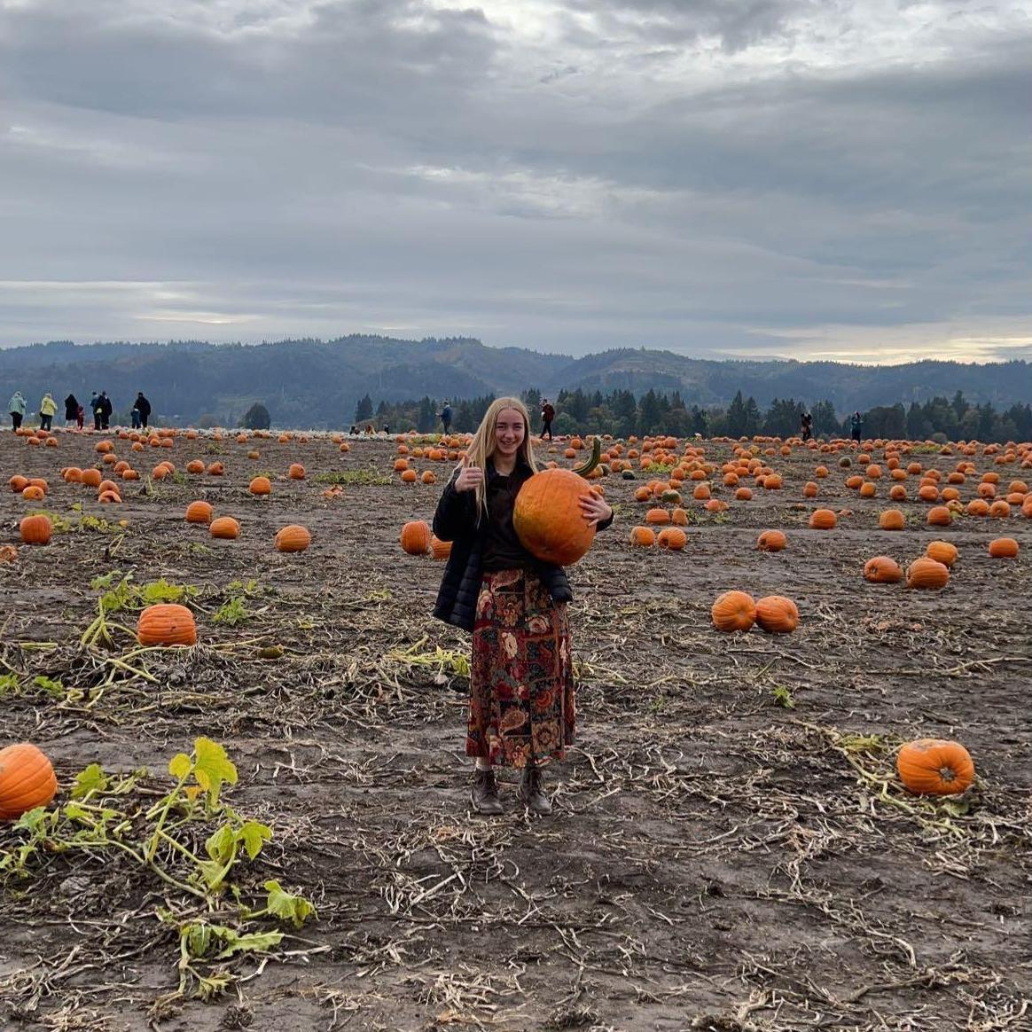 I don't think we got any photos together this day, but this was our first date at the pumpkin patch!