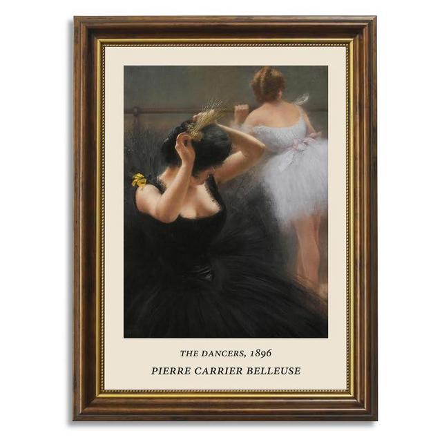 Gufro Vintage Brown Framed Wall Art,The Dance Retro Paingtings,Canvas Prints Artwork with Antique Frame,Vintage Gold Frame for Livingroom,Bedroom-12x16 inch